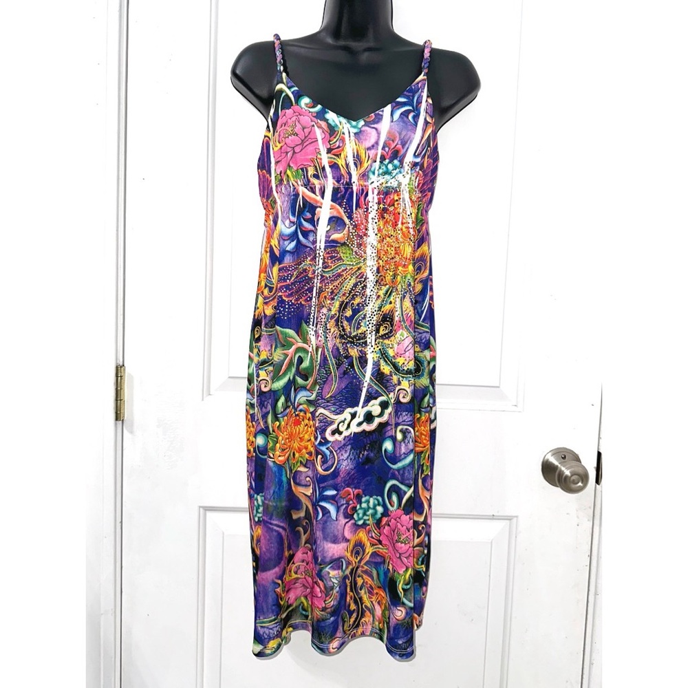 Ocean Breeze brand multicolor floral sleeveless knee-length dress